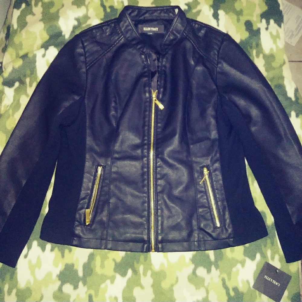 Ellen Tracey Black leather jacket